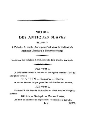 Notice des antiques slaves