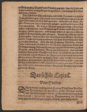 Das sechste Capitel. Vom Sterben.