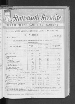 Die Binnenschiffahrt des Hamburger Hafens im August 1970 : Lfd. Nr. 37