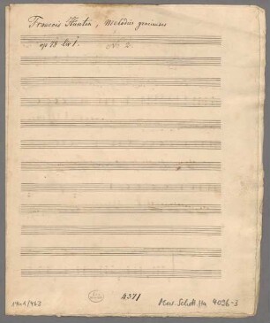 Melodiés gracieuses, pf, op. 78, Excerpts - BSB Mus.Schott.Ha 4096-3 : [title page:] François Hünten, Melodies gracieuses // op. 78 liv 1. N: 2.