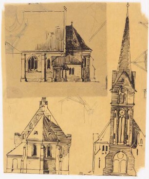 Kirche: Ansichten von Süden, Osten und Westen