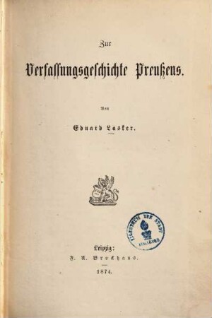Zur Verfassungsgeschichte Preußens