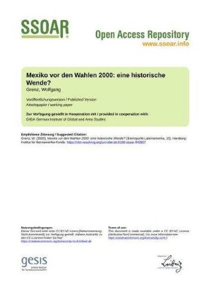 Mexiko vor den Wahlen 2000: eine historische Wende?