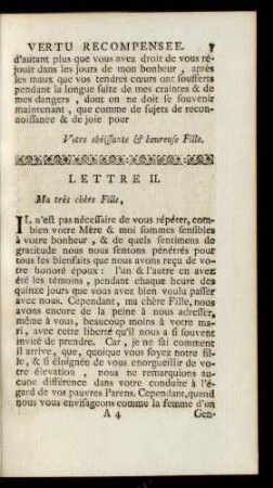 Lettre II. Ma très chère Fille, ...