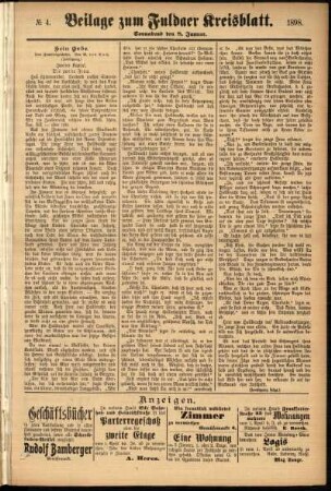 Zweite Ausgabe vom Samstag, den 08. Januar 1898.