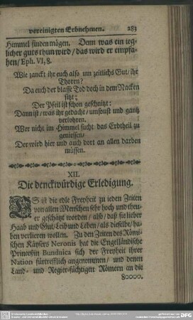 XII. Die denckwürdige Erledigung