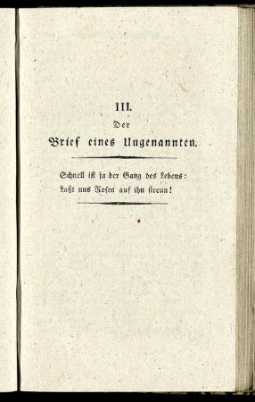 III. Der Brief eines Ungenannten.
