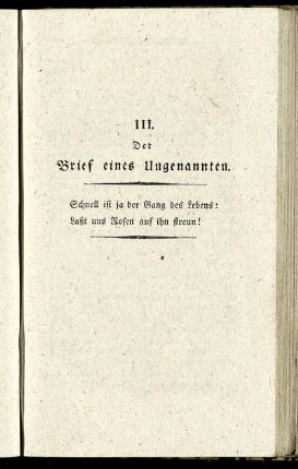 III. Der Brief eines Ungenannten.