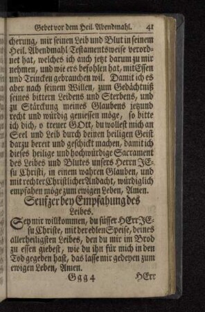 Seufzer bey Empfahung des Leibes.