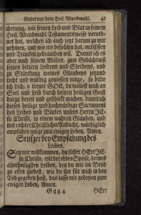 Seufzer bey Empfahung des Leibes.