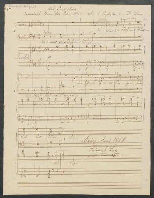 Aus "Coriolan" dramatische Scene für Soli, Männerchor u. Orchester v. F. Lux [Es-Dur] (Manuskripttitel) : Dann wird aus Feldherrns Mund