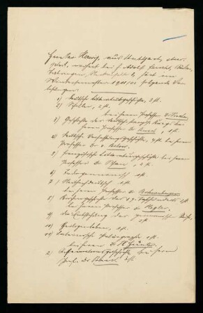 Belegliste: Vorlesungen im Wintersemester 1901/1902