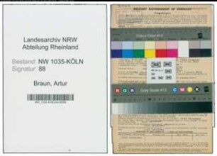 Entnazifizierung Artur Braun , geb. 30.09.1897 (Kaufmaennischer Angestellter)