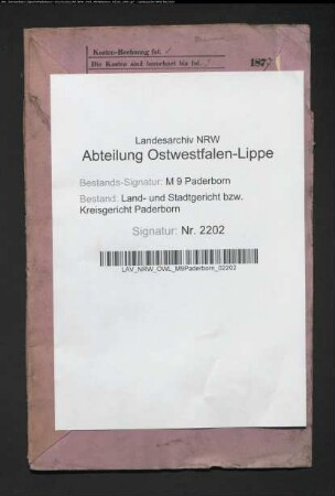 Erblasser: Wibbeke, Johannes; Erblasser: Wibbeke, Franziska, geb. Schaefers oder Schäfers: