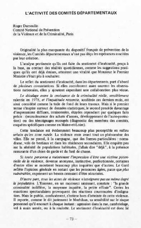 73-77, L'activité des comités départementaux