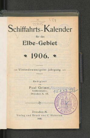 24.1906: Schiffahrts-Kalender für das Elbe-Gebiet