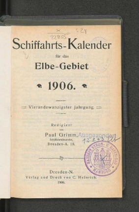 24.1906: Schiffahrts-Kalender für das Elbe-Gebiet