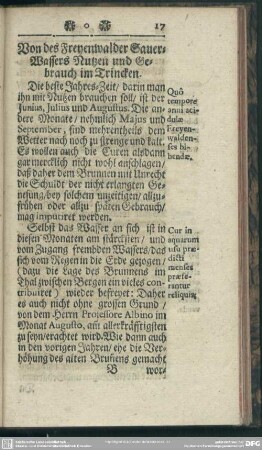 Von des Freyenwalder Sauer-Wassers Nutzen und Gebrauch im Trincken