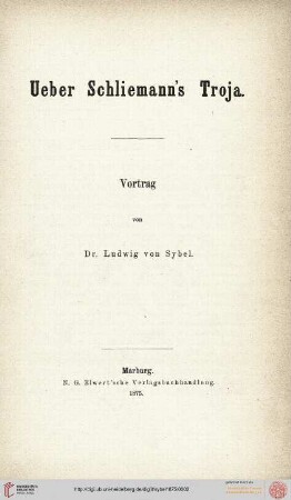 Ueber Schliemann's Troja