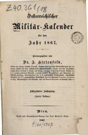 Oesterreichischer Militär-Kalender. 18, 18. 1867