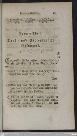Zweyter Theil. Denk- und Sittensprüche Salomons