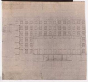 Reichsluftfahrtministerium, Berlin: Ansicht/Schnitt Hauptbau 1:100 (Fragment)