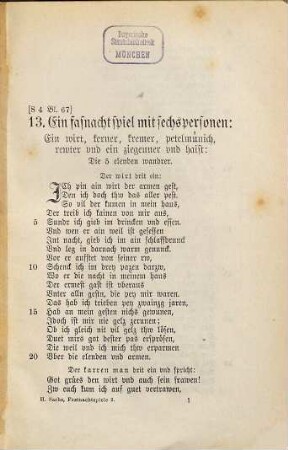 Sämmtliche Fastnachtsspiele : in chronologischer Ordnung nach den Originalen, 2. Dreizehn Fastnachtspiele aus den Jahren 1539 - 1550
