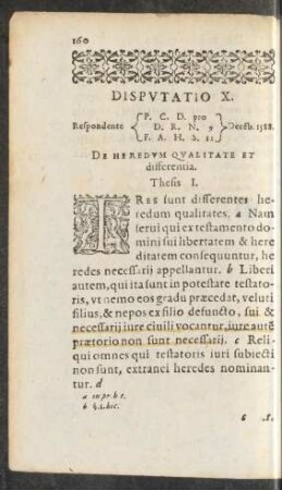Disputatio X. ... De Heredum Qualitate Et differentia.