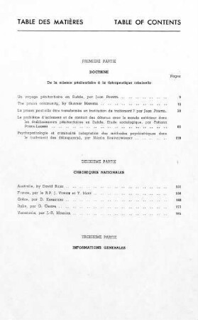 Table des matières - Table of contents