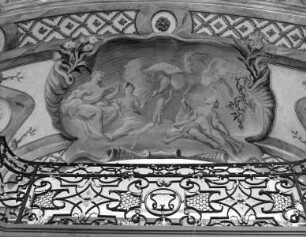 Pegasus mit drei Musen auf dem Helikon