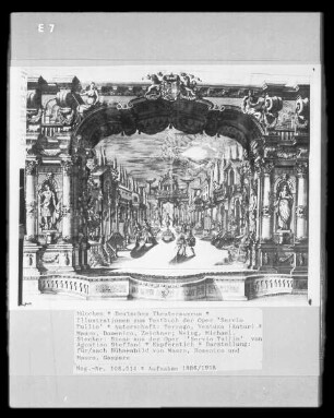 Illustrationen zum Textbuch der Oper 'Servio Tullio' — Szene aus der Oper 'Servio Tullio' von Agostino Steffani