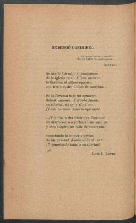 Se murió Casimiro ...