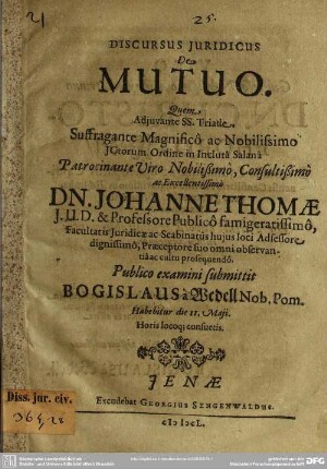 Discursus juridicus de mutuo