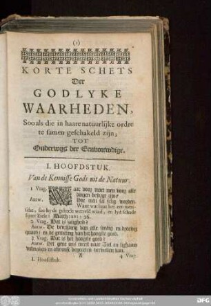 I. Hoofdstuk. Van de Kennisse God uit de Natuur.