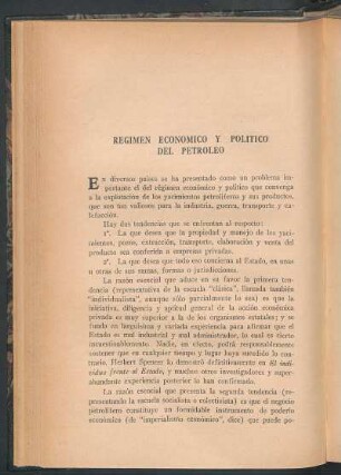 Régimen económico y político del petróleo