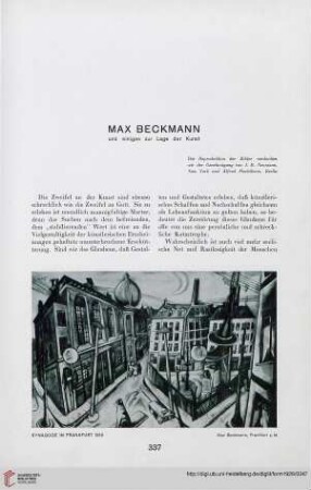 3: Max Beckmann : und einiges zur Lage der Kunst