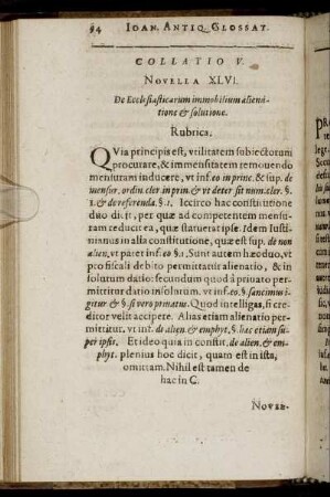 Collatio V. Novella XLVI. - LXXIII.