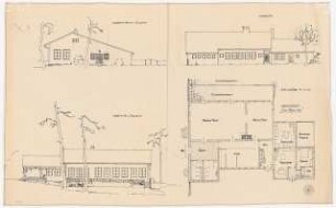 Restaurant »Zum Seewirt«: Grundriss und 3 Ansichten 1:100