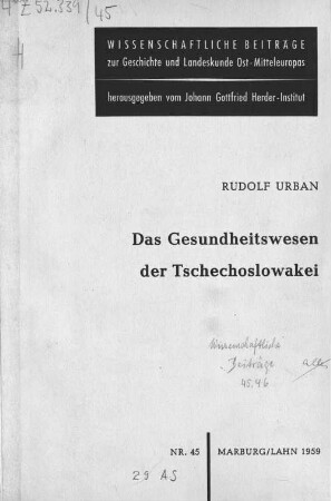 Das Gesundheitswesen der Tschechoslowakei