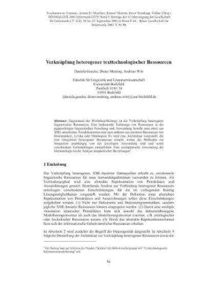 Verknüpfung heterogener texttechnologischer Ressourcen