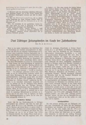 30-35 Das Tübinger Zeitungswesen im Laufe der Jahrhunderte