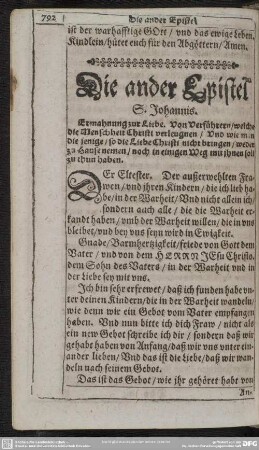 Die ander Epistel S. Johannis