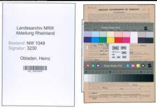 Entnazifizierung Heinz Obladen , geb. 07.12.1904 (Bilanzbuchhalter)