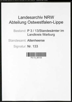 Sterberegister Standesamt Altenheerse