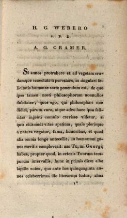 Ad virum ... G. H. Weber ... Doctorem ... Epistola