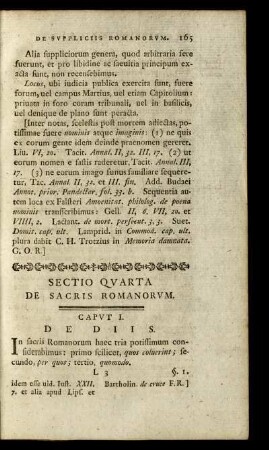 Sectio Quarta De Sacris Romanorum.