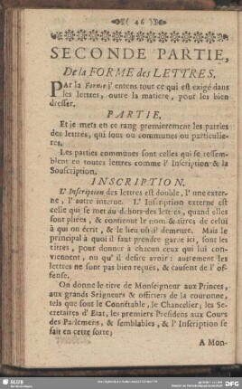 Seconde Partie, De la Forme des Lettres
