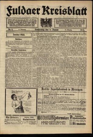 Zweite Ausgabe vom Donnerstag, den 05. Januar 1911.