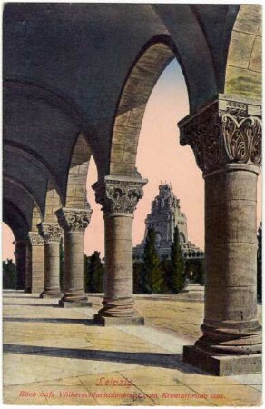 Leipzig: Blick auf´s Völkerschlachtdenkmal vom Krematorium aus