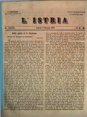 L' Istria. 2, 2. 1847
